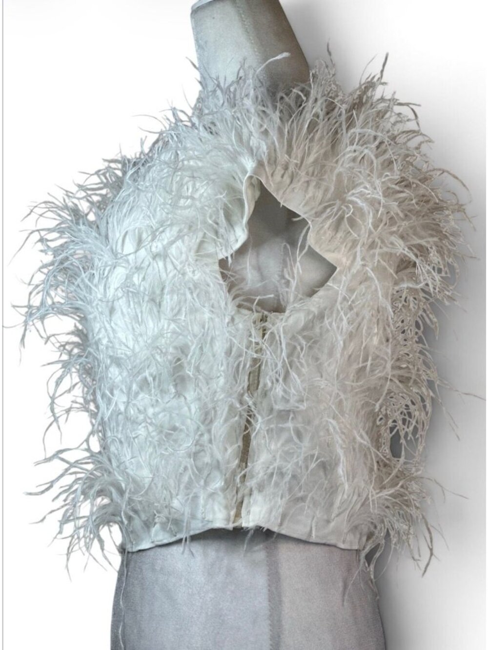 Cult Gaia Sosha Feather Top in Off White 6 New Womens Blouse - Picture 10 of 16